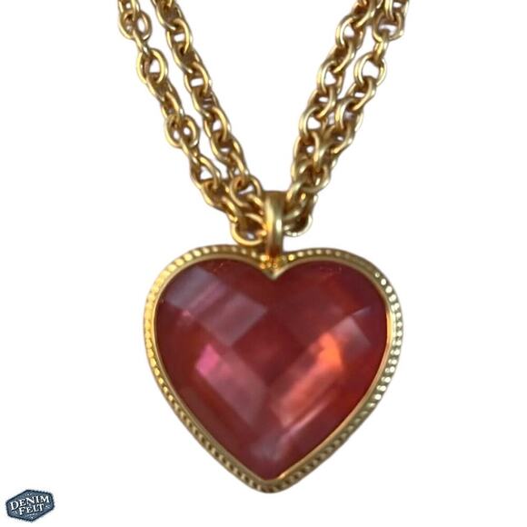 JULIE VOS Women’s 24K Gold Plated Irisdecent Blush Pink Heart Pendant Necklace - Picture 6 of 16